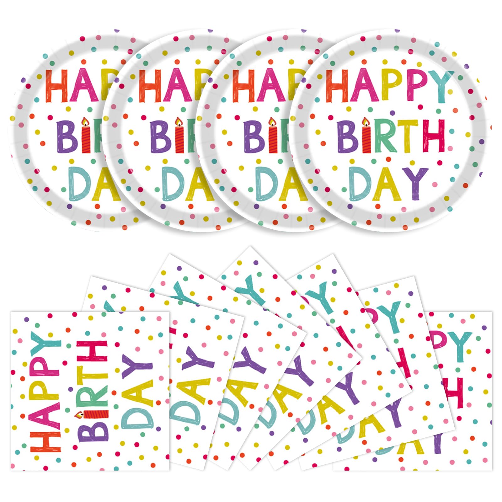 KFJBPB birthday plates 9-inch with dots design, sturdy and convenient for gatherings