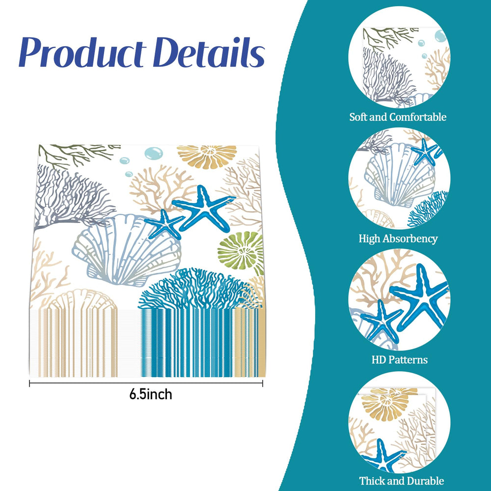 KFJBPB Coral-design napkins showcase vibrant coastal patterns for seaside events.