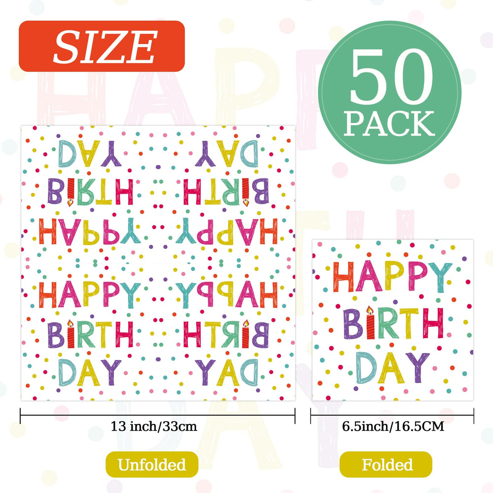 KFJBPB Happy Birthday napkins with multicolor dots for celebrations