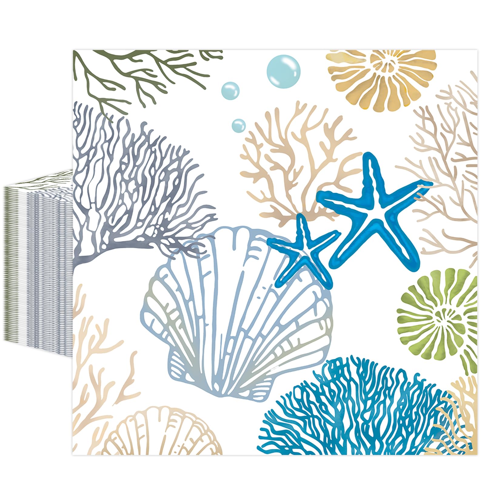 KFJBPB Ocean Seashell Napkins pack adds coastal charm to beach party tables.
