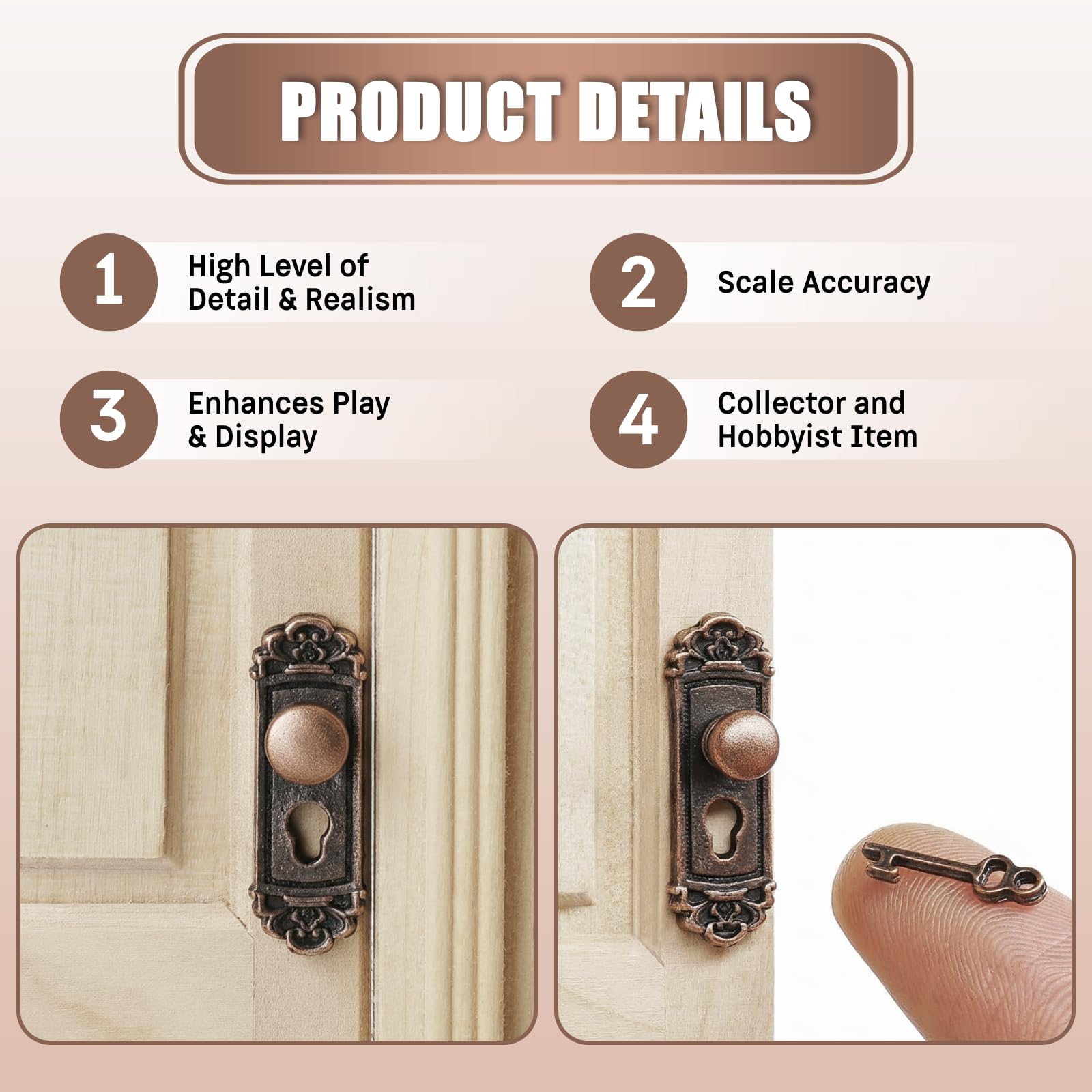 KH866 dollhouse door lock detail for immersive, authentic miniature interiors.