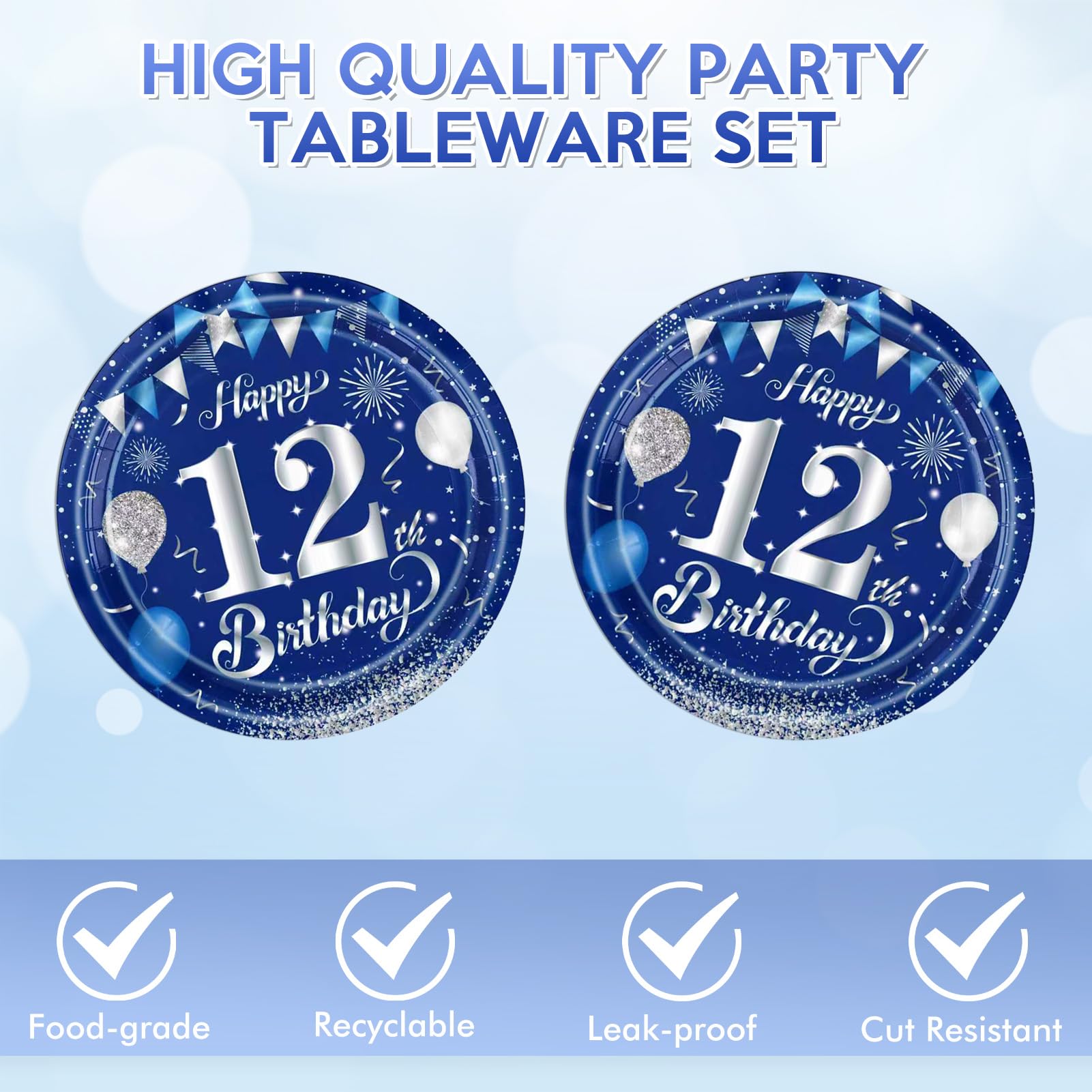 KHAIVI blue-silver tableware full view aids coordinated party look.
