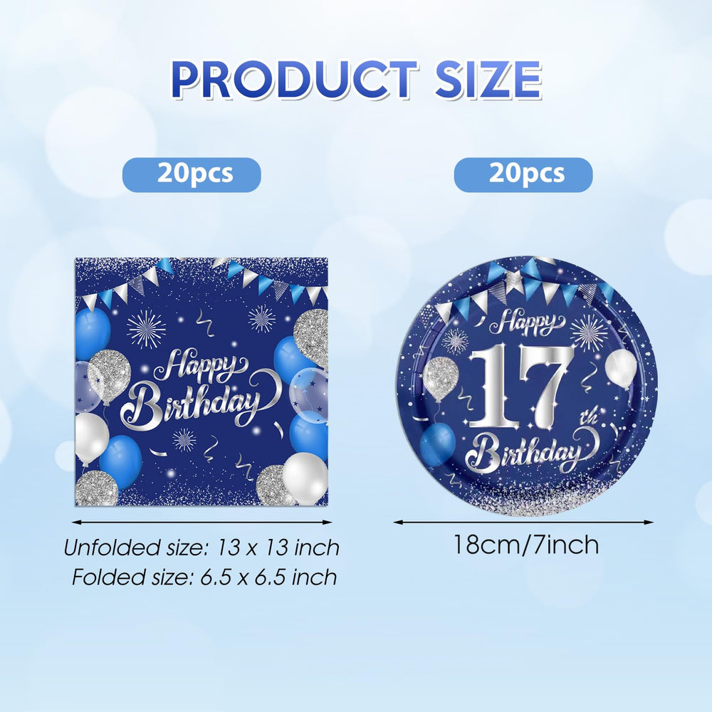 KHAIVI blue-silver 17th birthday decor design enhances photos and ambience