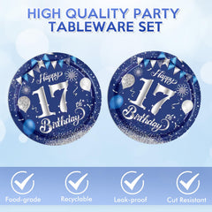 KHAIVI disposable birthday napkins in blue and silver for quick cleanup