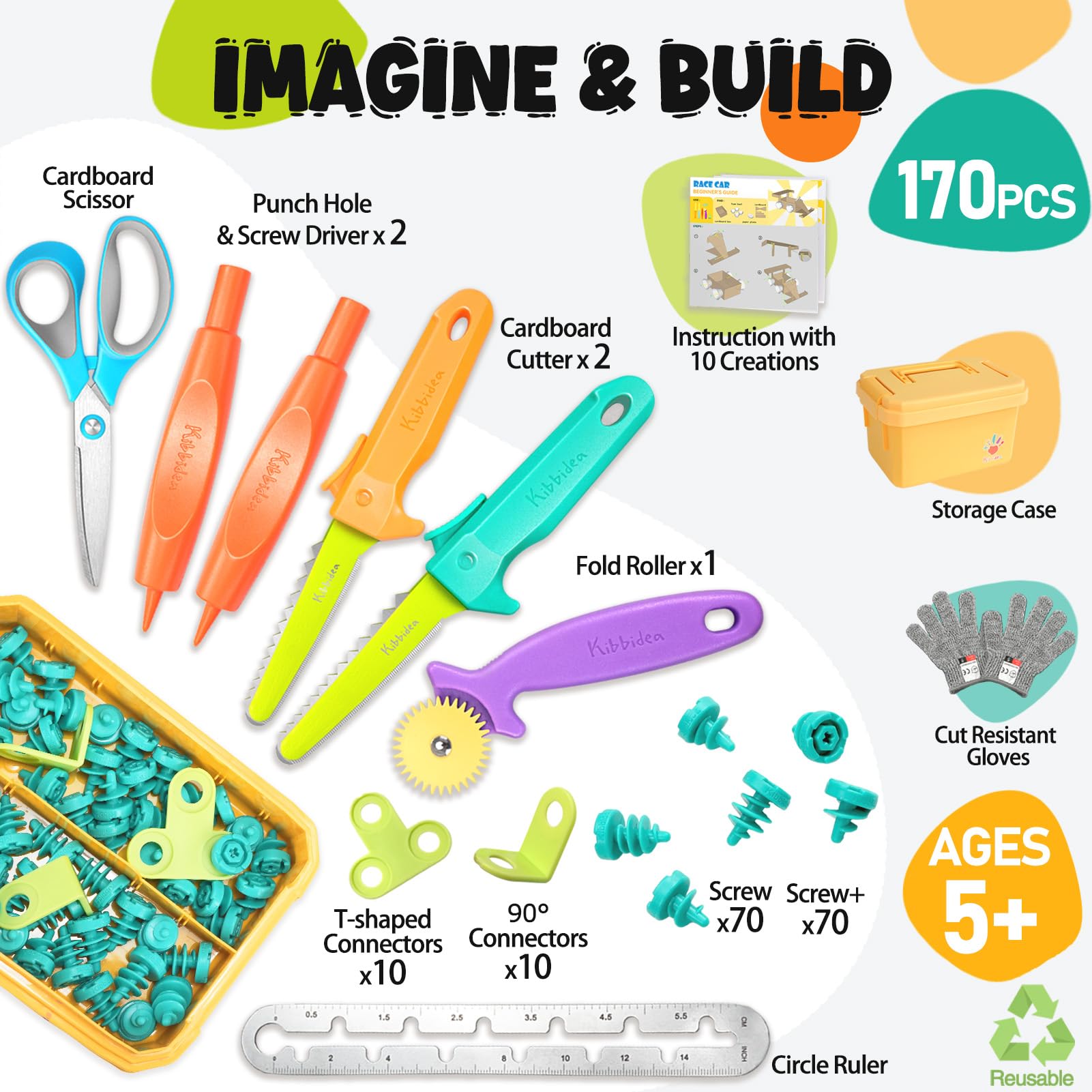 Kibbidea fold roller and connectors enabling quick, sturdy 3D builds