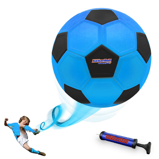 Kickerball curve ball in blue shows precise swerve for skilled shots