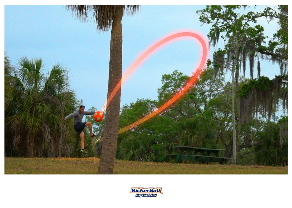 Kickerball training aid helps players sharpen ball control and technique.