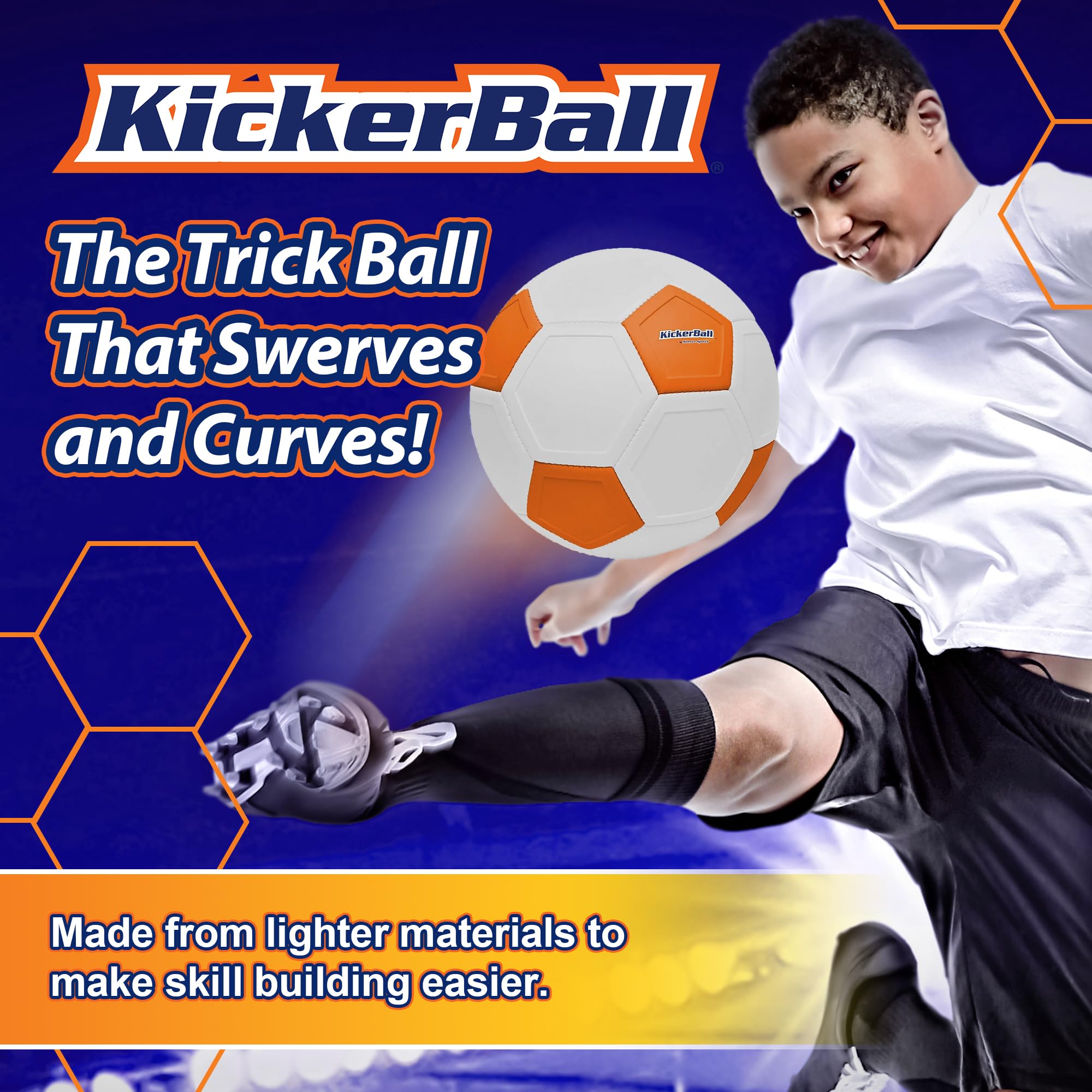 Kickerball trick-shot-practice-setup enables exciting curves and improved goal attempts.