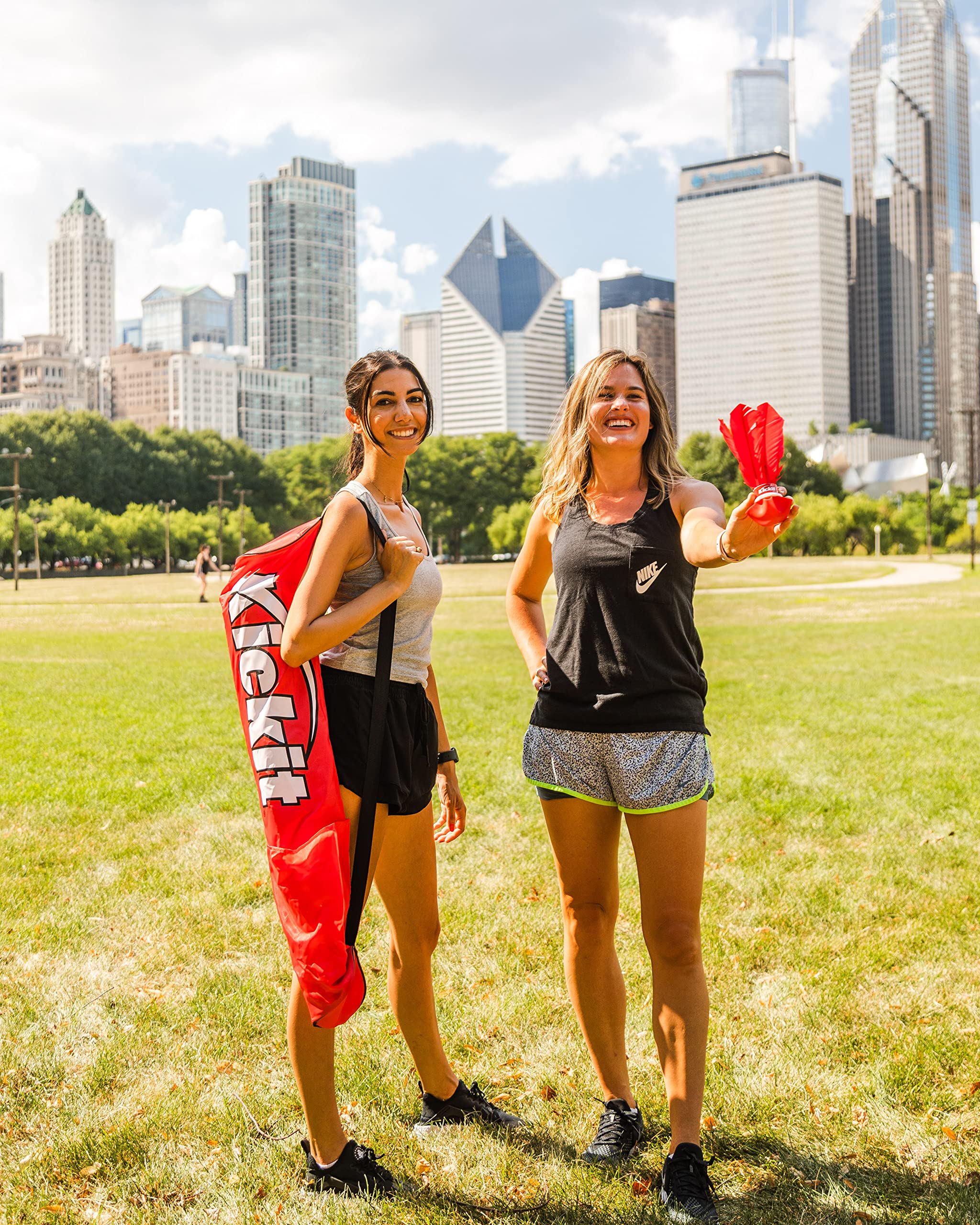 Kickit portable travel-friendly design ideal for backyard, beach, or tailgate.