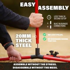Kickit Soccer Tennis Net poles highlight sturdy construction