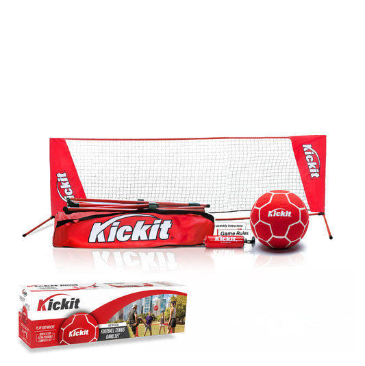 Kickit Soccer Tennis net setup demonstrates quick assembly for outdoor play
