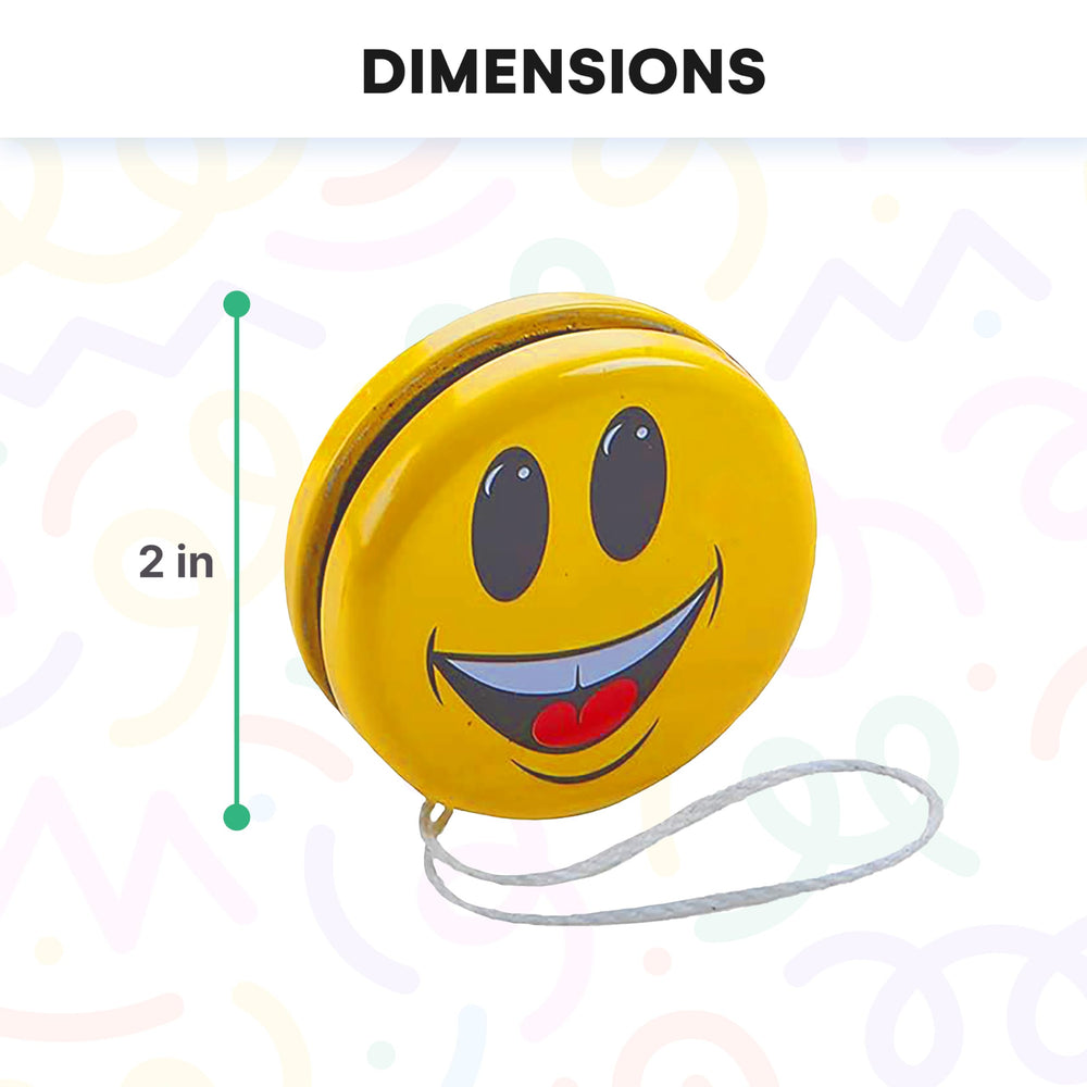 Kicko smiley face yo-yo comes in varied hues for eye-catching party moments.