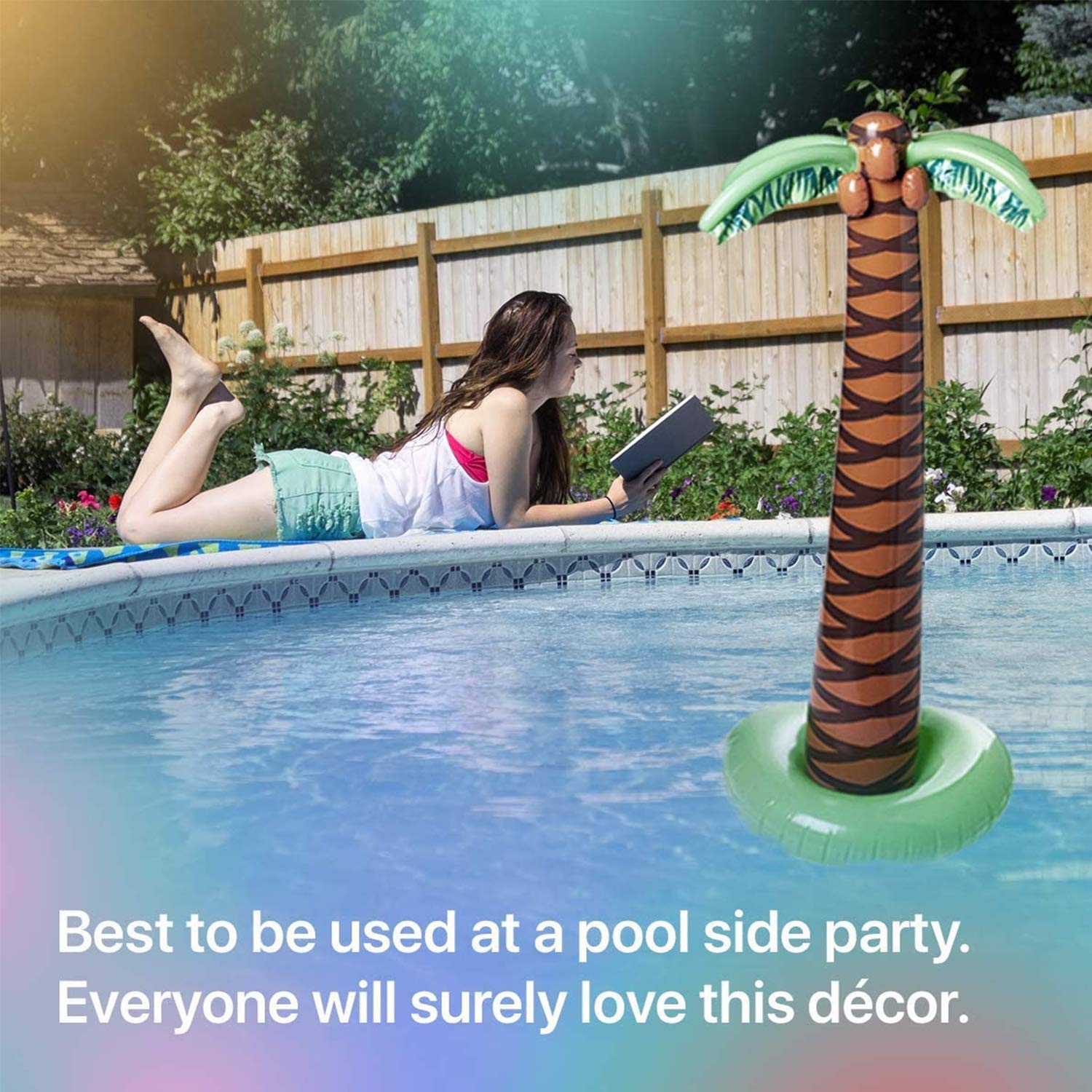 Kicko outdoor palm tree decor ideal for beach or luau celebrations.