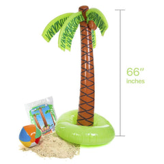 Kicko tropical beach party decor enhances event ambiance.