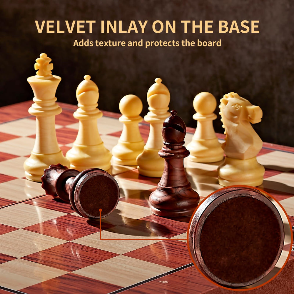 Folded folding chess board shows compact travel-ready design.
