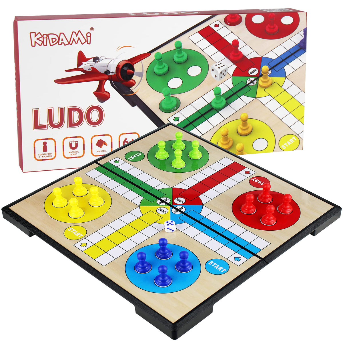 Kidami Ludo board magnetic surface for stable, precise moves during family play.