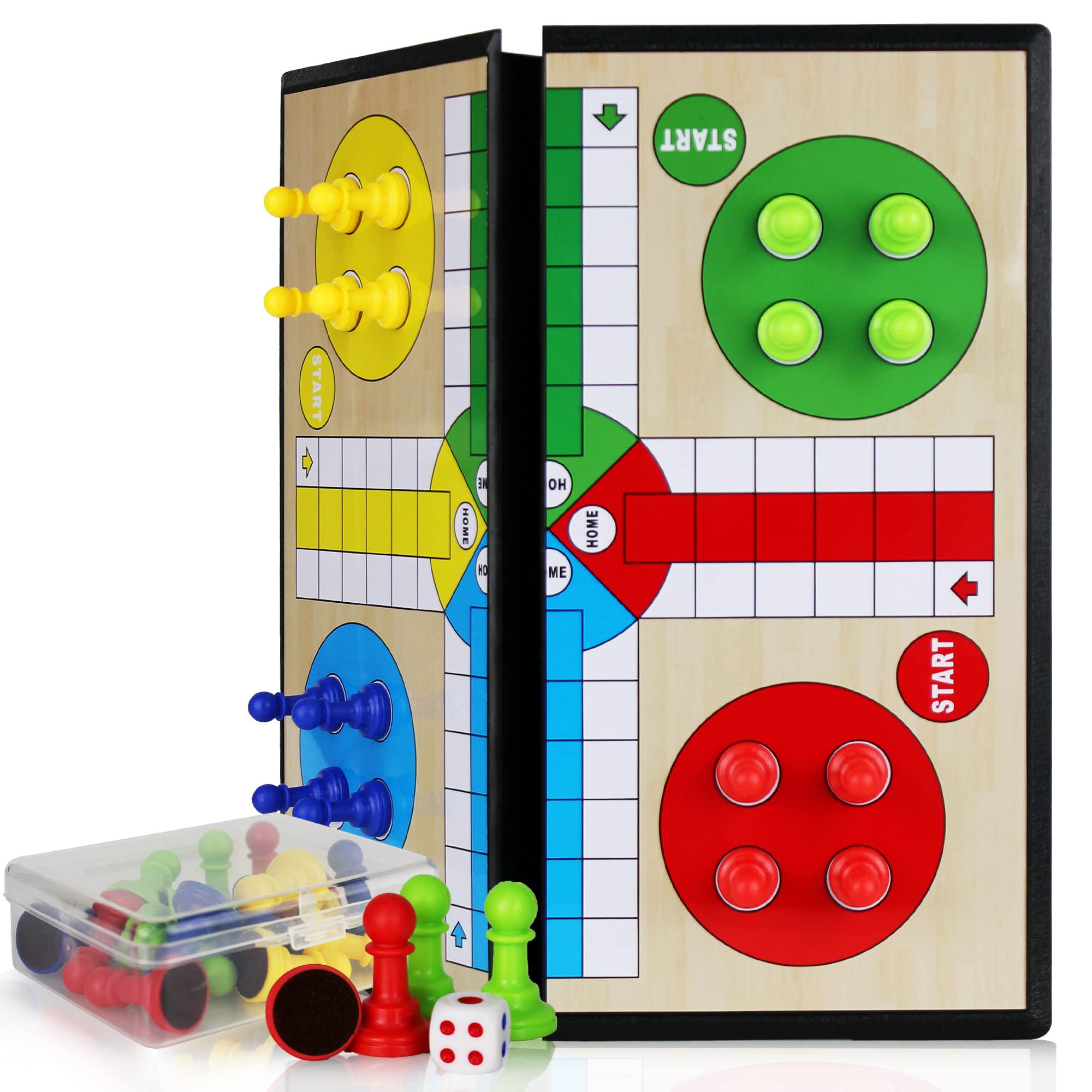 Kidami Ludo magnetic pieces neatly fit on the board during turns.