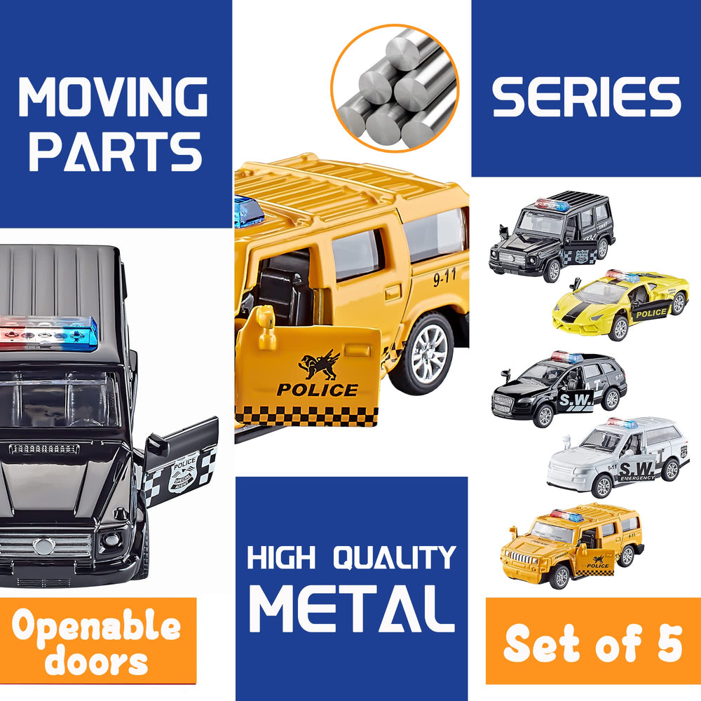 KIDAMI 1:64 scale police vehicles for authentic proportions.