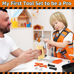 KidBloom Safety goggles on a child during pretend construction
