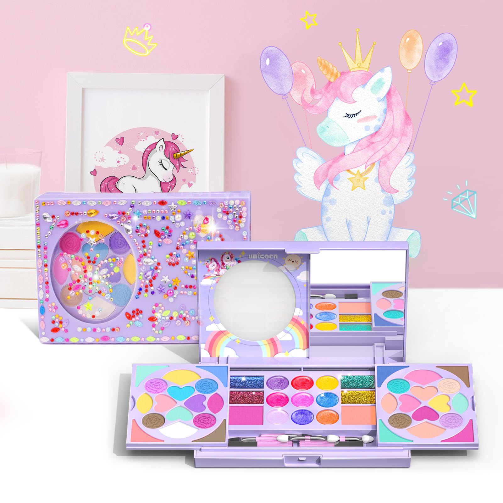 KIDCHEER eye shadows offer variety for colorful daytime or party looks.