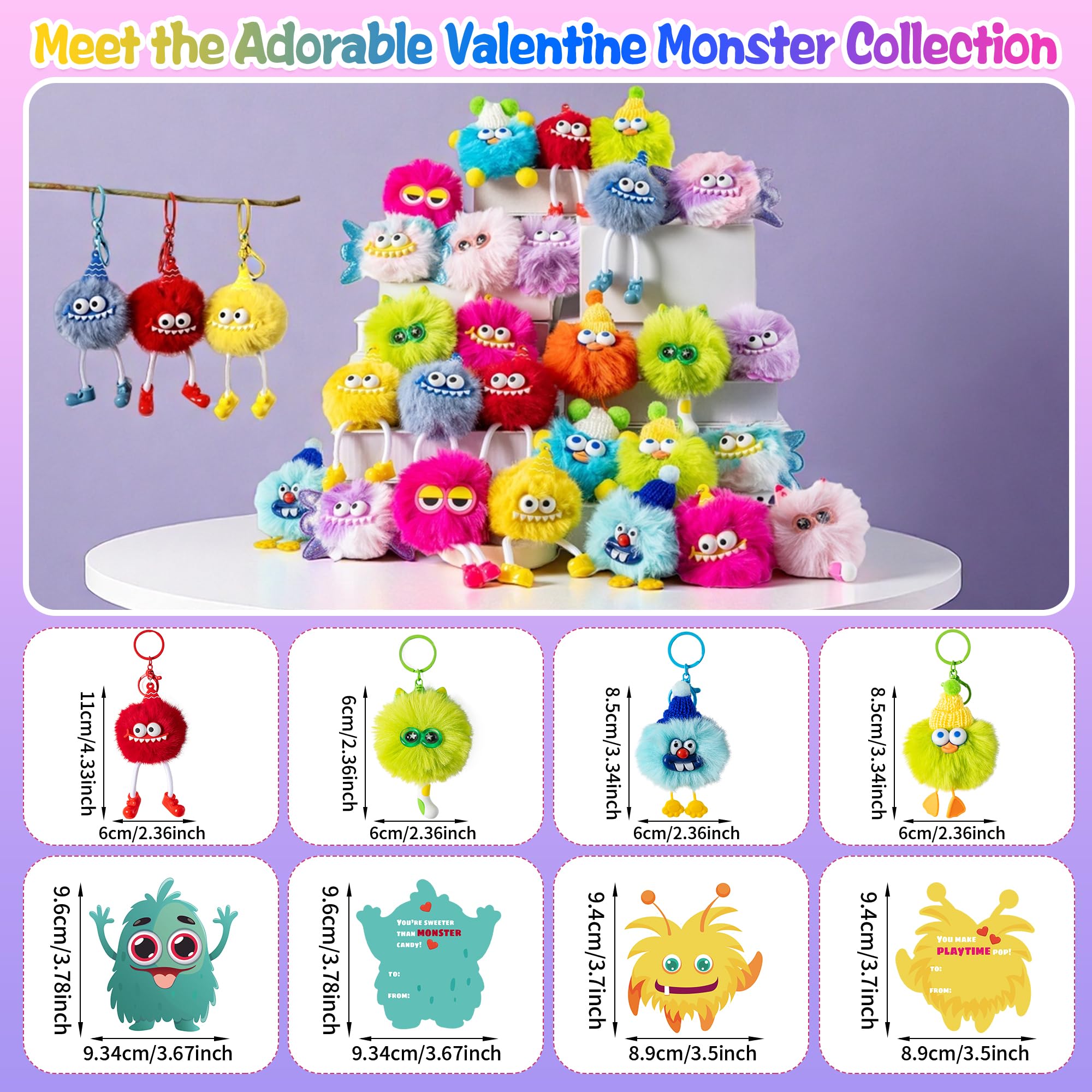 Kiddelo heart-pattern treat bags paired with plush keychains for ready gifts