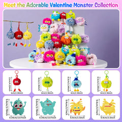 Kiddelo heart-pattern treat bags paired with plush keychains for ready gifts