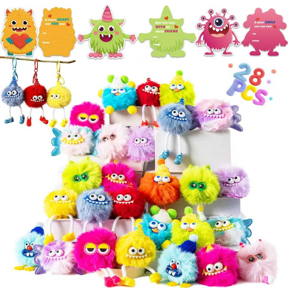 Kiddelo monster plush keychain clipped to a backpack for a charming Valentine keepsake