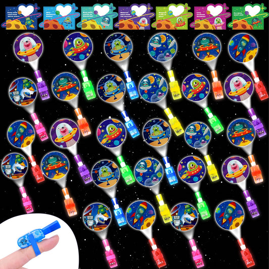 Kiddelo space finger light rocket design for classroom Valentine exchanges and non-candy gifts