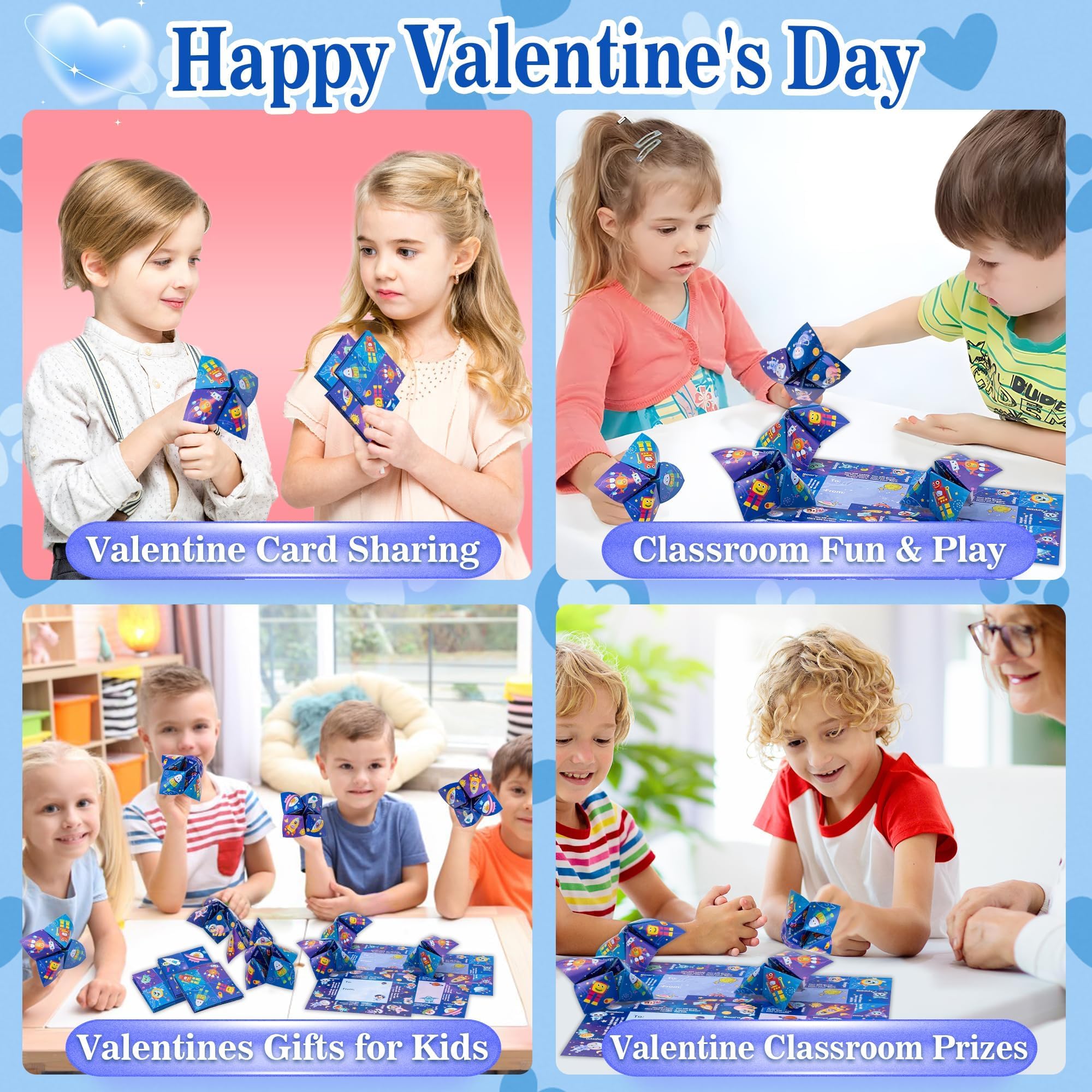 Kiddelo space valentines envelopes blue ready to gift without mess