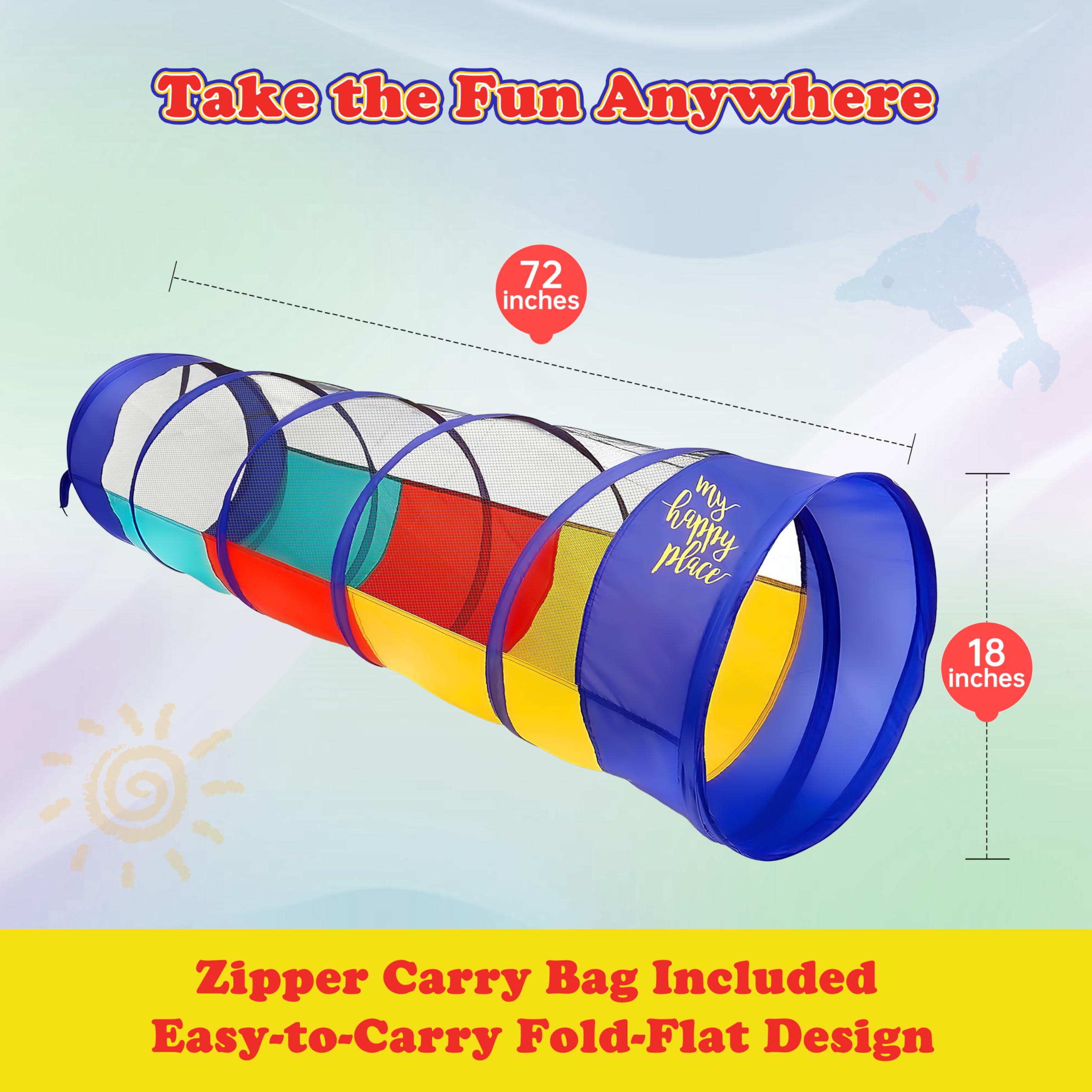 Kiddey outdoor indoor tunnel suits trips to park or daycare.