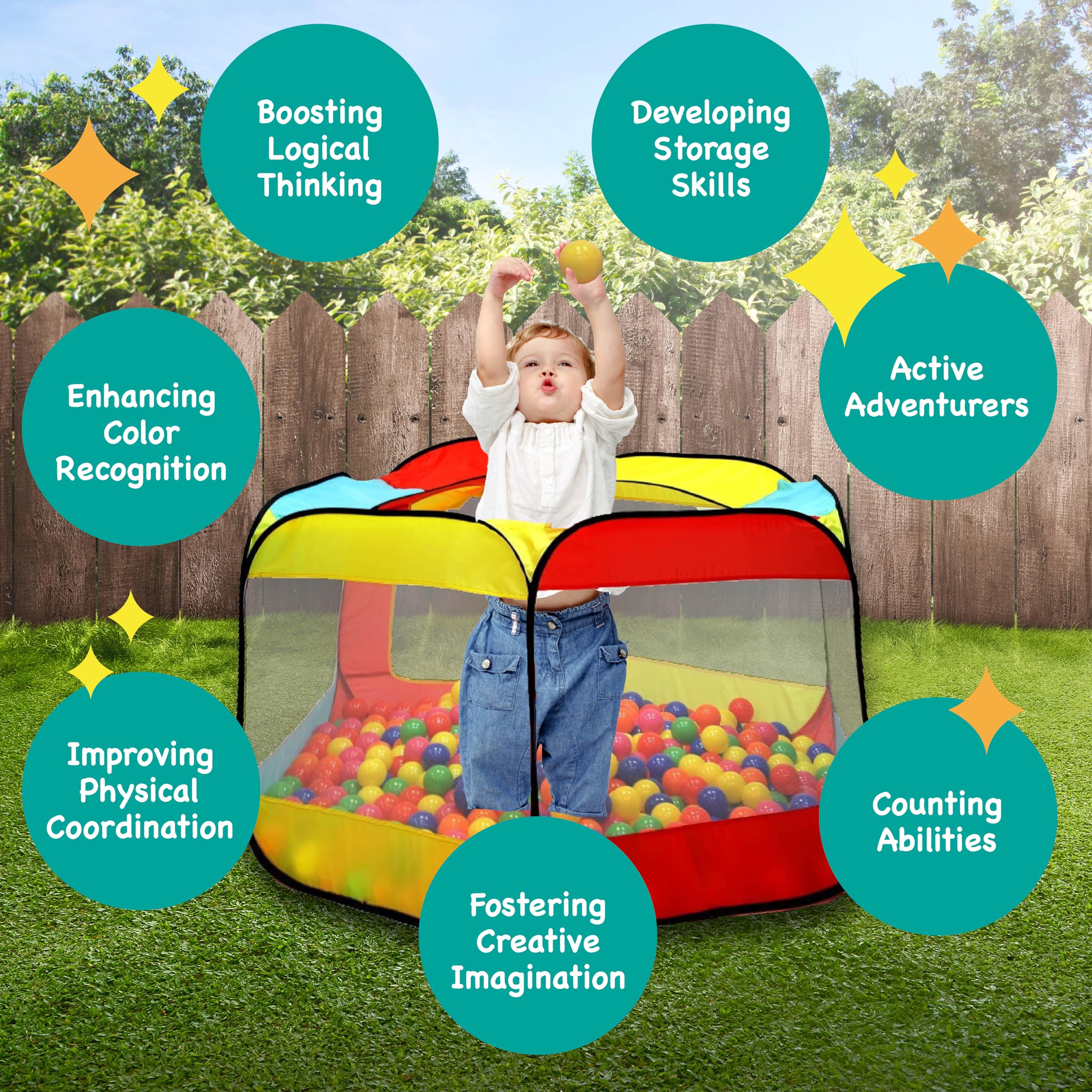 Kiddey ball pit dimensions 50x30 inches for ample space.