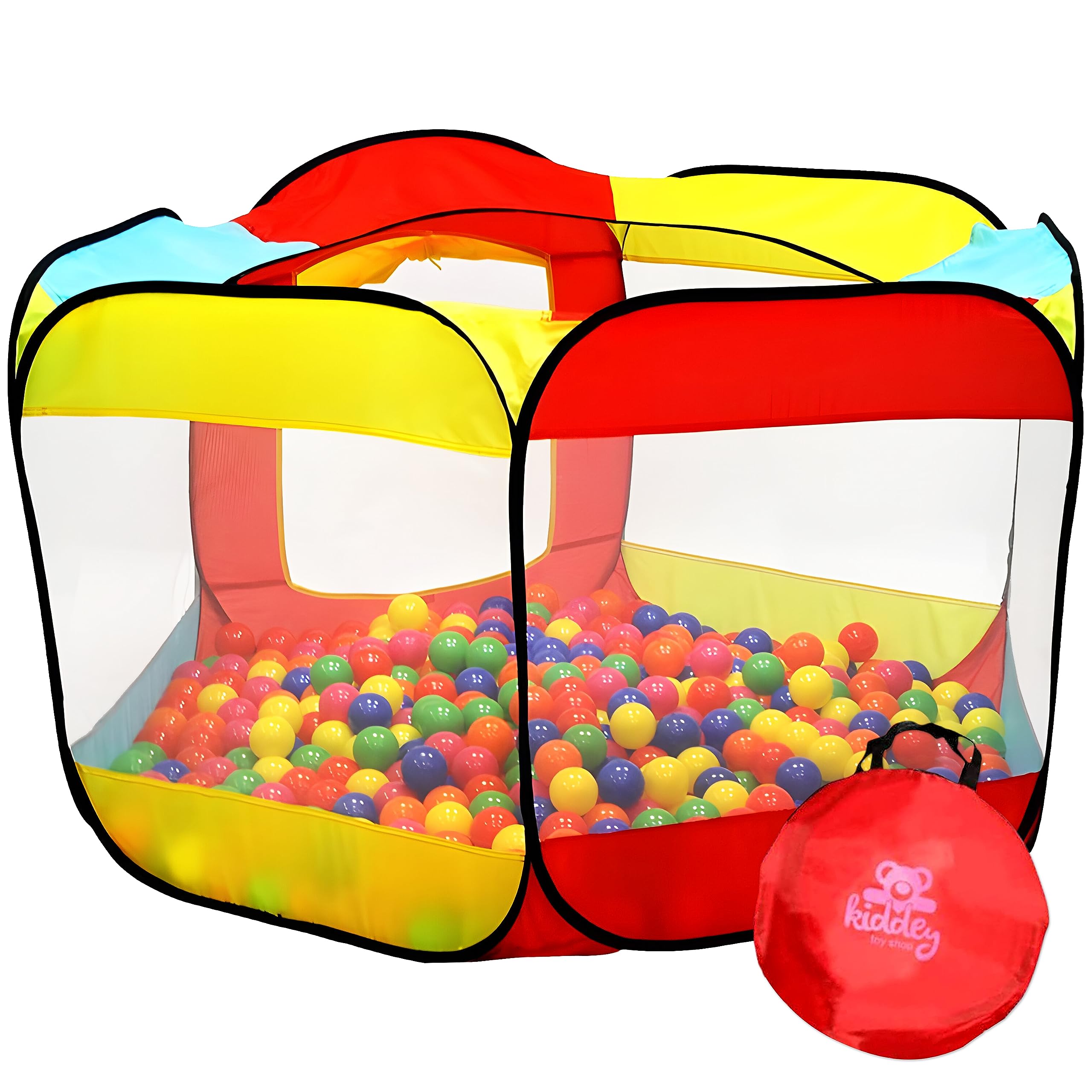 Kiddey ball pit pop-up tent open view for quick setup and spacious play.
