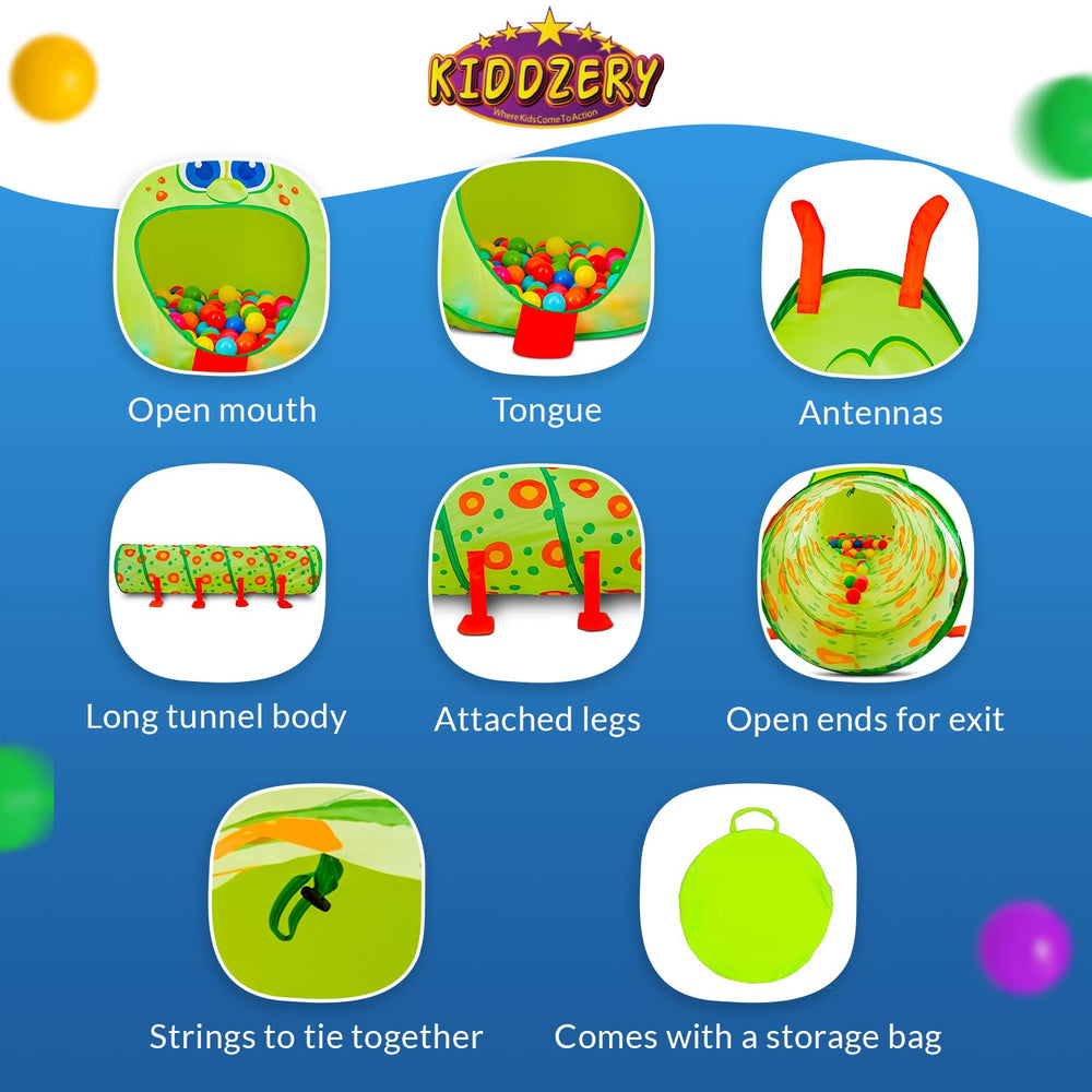 Kiddey Caterpillar play tent creates a magical, imaginative play area indoors or outdoors.