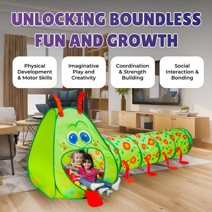 Kiddey Caterpillar tunnel edges stay smooth for safe crawling.