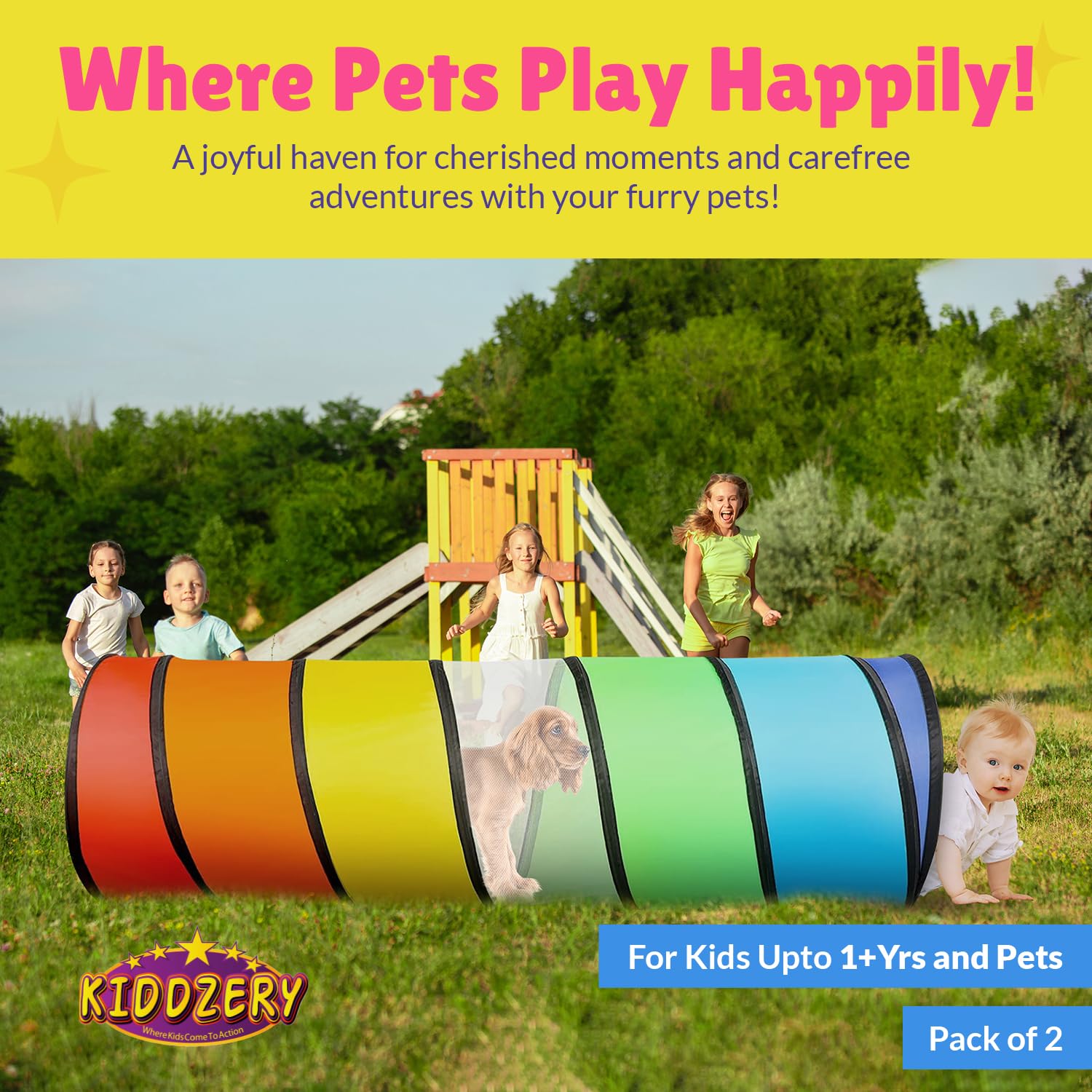Kiddey family playtime with two tunnels fosters shared fun.