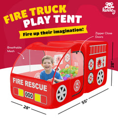 Compact setup of the Kiddey fire truck tent for quick play sessions