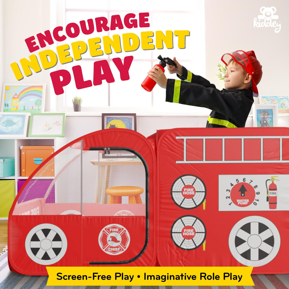 Children engage in creative rescue play inside the Kiddey tent