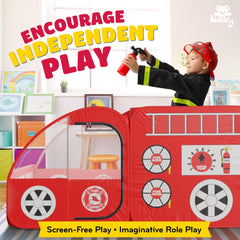 Children engage in creative rescue play inside the Kiddey tent