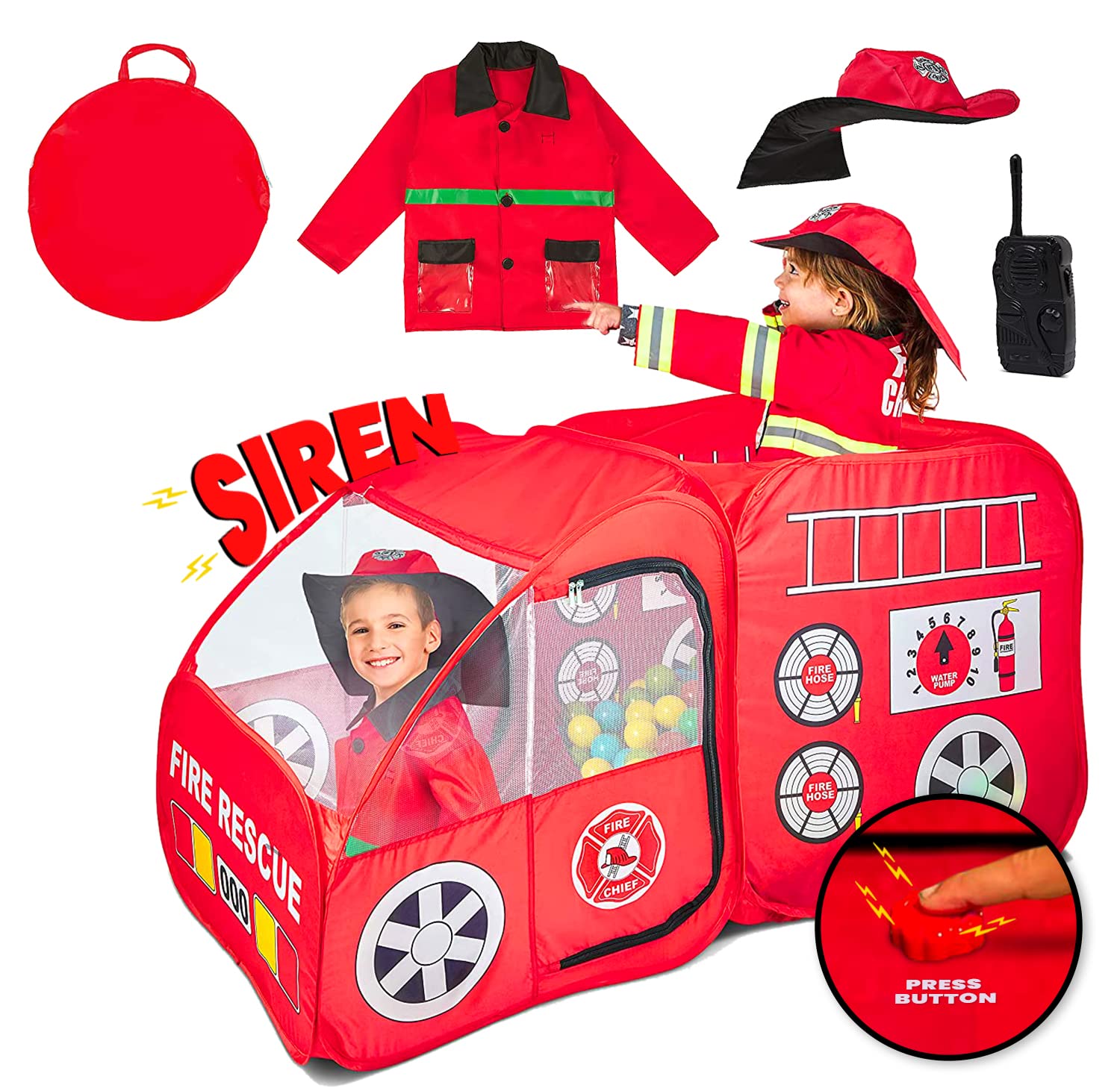 Kiddey Fire Truck Tent ready for imaginative play and cozy indoor adventures.