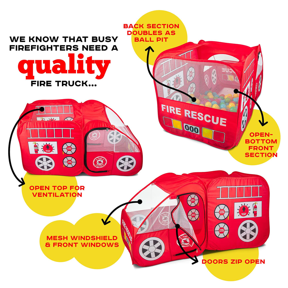 Kiddey fire-truck window and door design adds realistic play details.