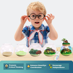 Kiddgroo night-light mode showcases multicolor LED glow in the terrarium