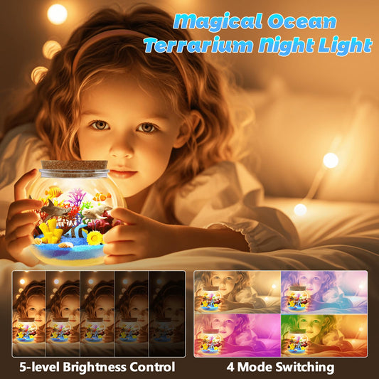 kiddgroo Ocean Light Up Terrarium Kit sea toys arranged for imaginative ocean adventures.