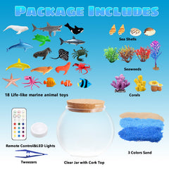 kiddgroo Ocean Light Up Terrarium Kit LED color wheel lighting in action for mood setting.