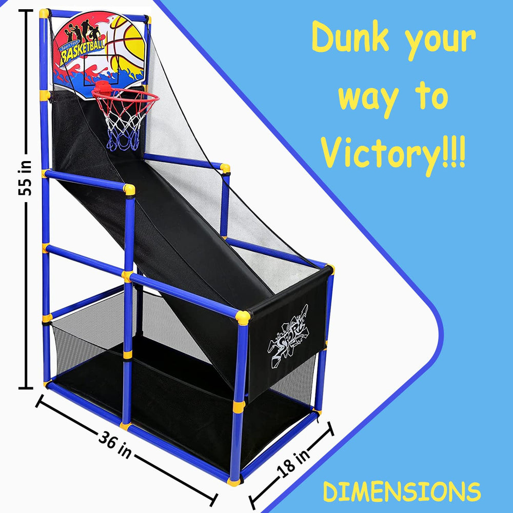 Kiddie Play arcade hoop dimensions highlight stable, durable design for home use