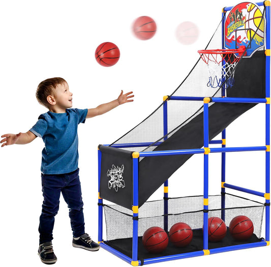 Kiddie Play basketball hoop arcade set ready for indoor and outdoor play