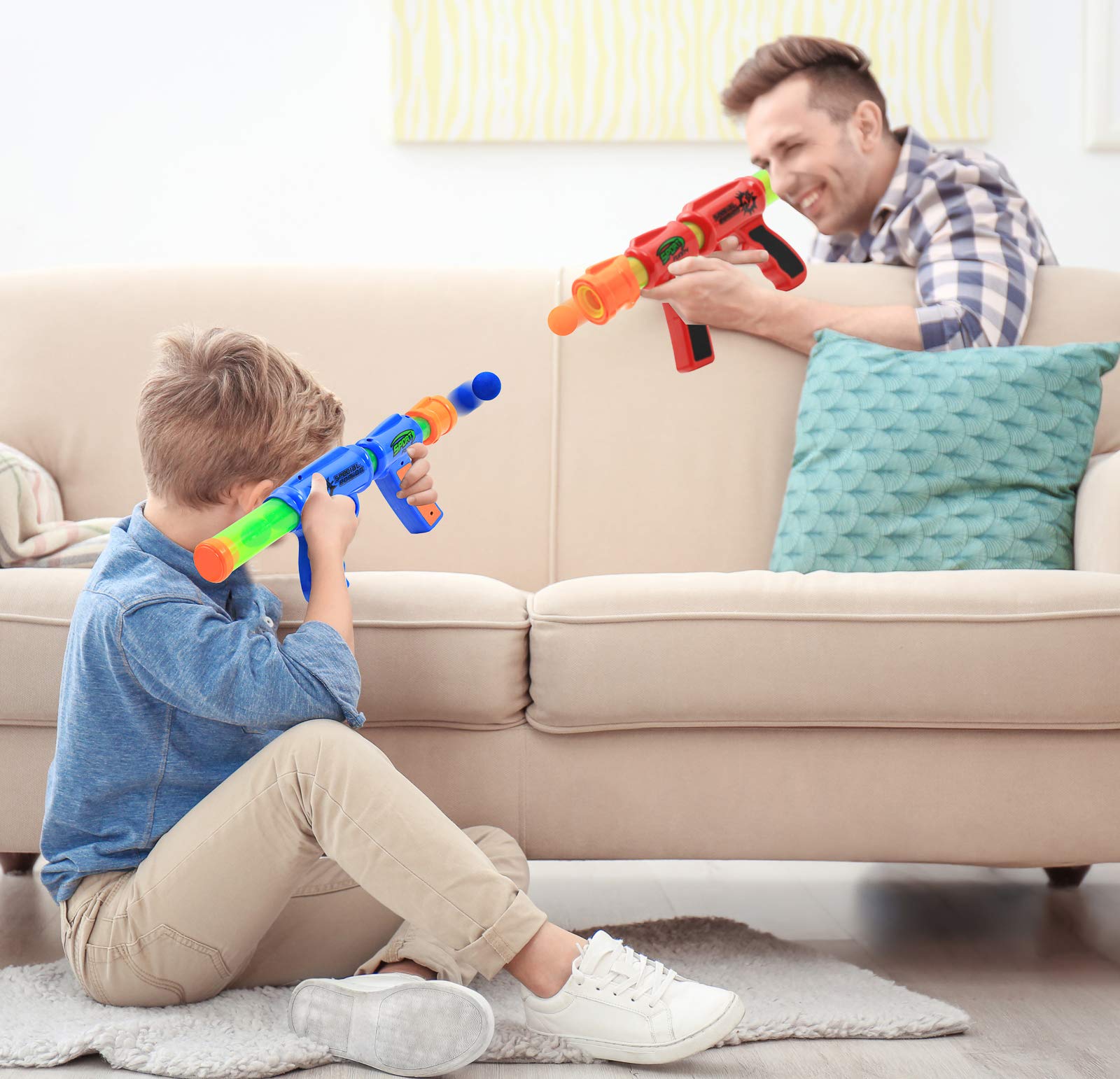 Kiddie Play Atomic blue foam blaster gun designed for energetic duels.