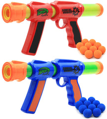 Kiddie Play Atomic orange foam blaster gun ready for target practice indoors.