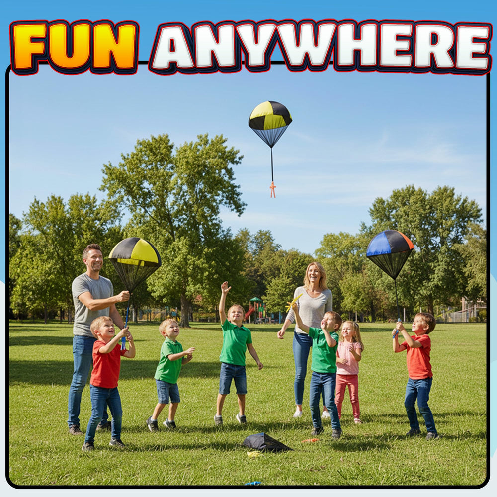KiddieLoot parachute toy with durable nylon canopy, built for repeated play.