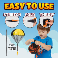 KiddieLoot parachute toy in blue, improves coordination through tossing and chasing.