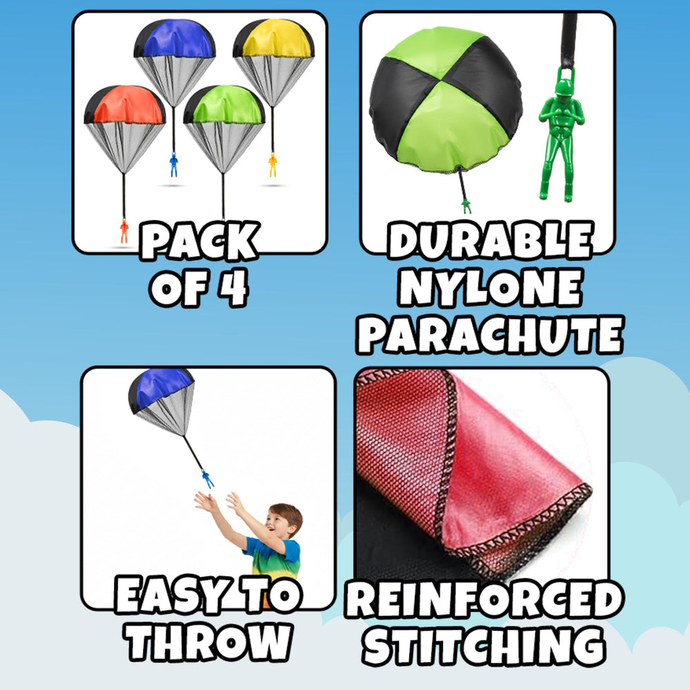 KiddieLoot parachute toy in orange, bright visibility for group games.